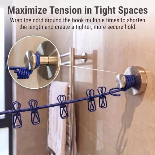2 Pack Travel Clothesline with 24 Clips, Portable Windproof Laundry Line - Image 4