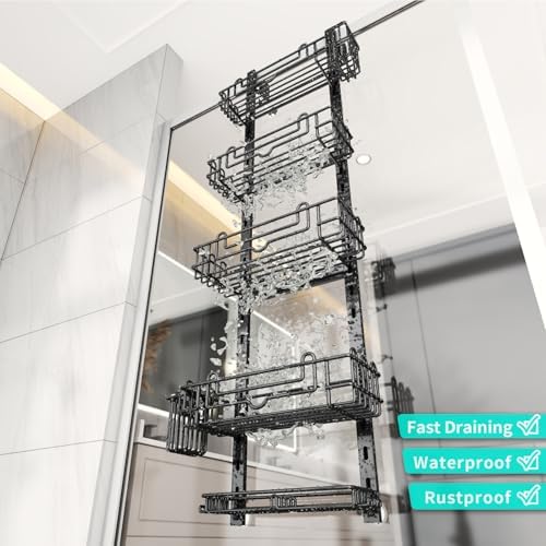 HapiRm 5 Tier Over the Door Shower Caddy, Hanging Shower Caddy - Image 6