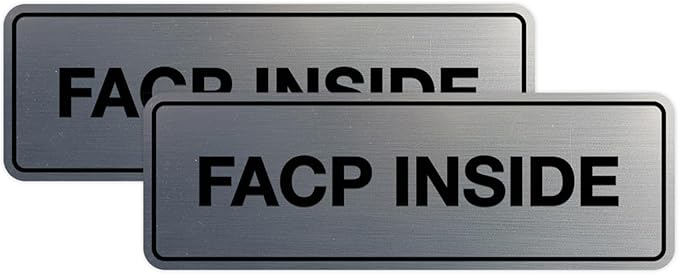 Signs ByLITA Standard FACP Inside Sign | Fire Safety Signage (Brushed Silver) - Small 2 Pack
