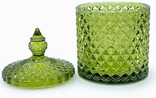 10 oz Olive Green Glass Candy Dish - Image 4