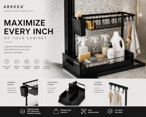 2-Tier Under Sink Organizer, Pull-Out Sliding Drawer, Heavy Duty Metal Storage - Image 3