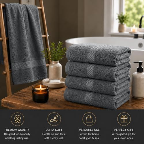 DAN RIVER 600 GSM Cotton Large Bath Towels Set of 4, 27 x 54 Inches - Image 4