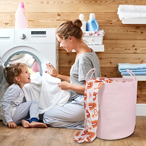 XUANGUO Cotton Rope Laundry Basket Hamper - Image 4