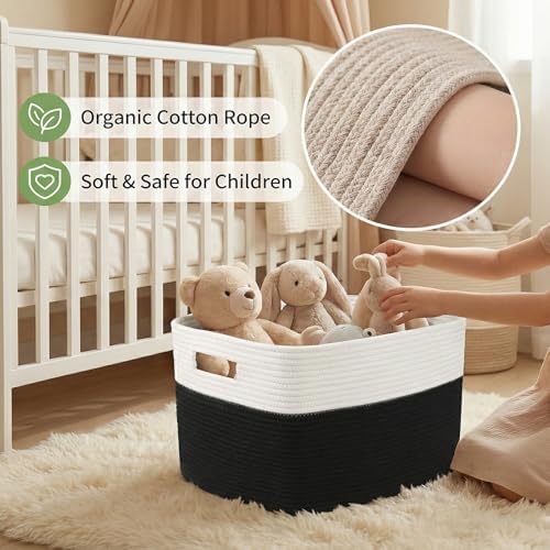 JMvicyroam 96L Large Woven Cotton Rope Blanket Basket - Image 4