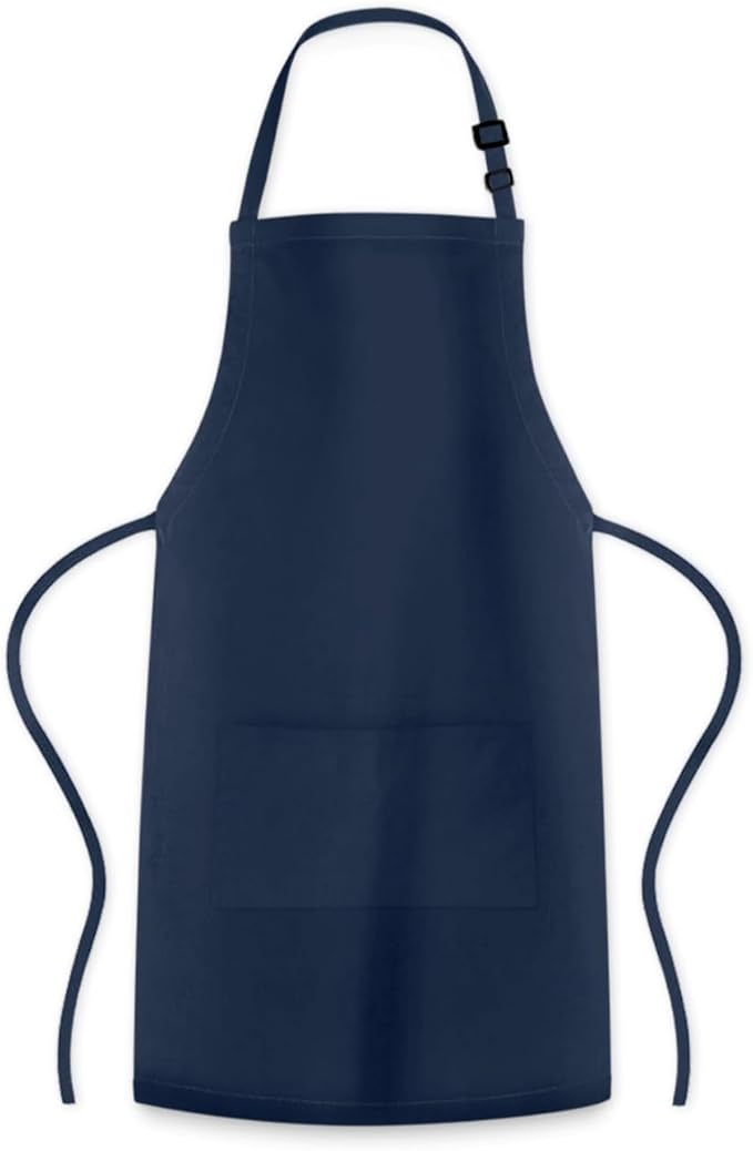 Adjustable Bib Apron 100% Polyester Kitchen Aprons Waterdrop Resistant Aprons with Adjustable Strap, Pockets & Long Ties