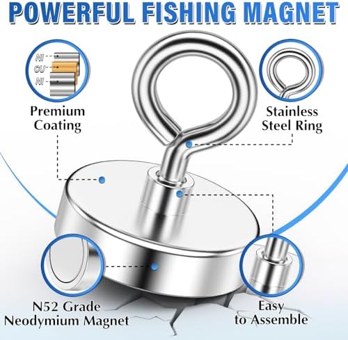 350 lbs Fishing Magnets Strong, 2 Inch Heavy Duty Neodymium Magnet - Image 7