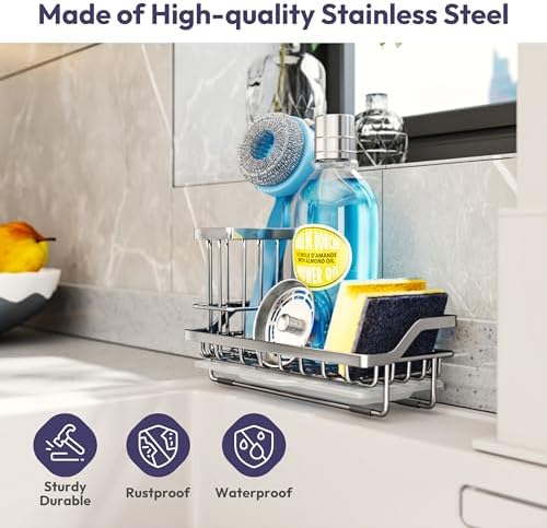 SWTYMIKI Kitchen Sink Caddy Sponge Holder, Kitchen Sink Organzier and Storage - Image 4
