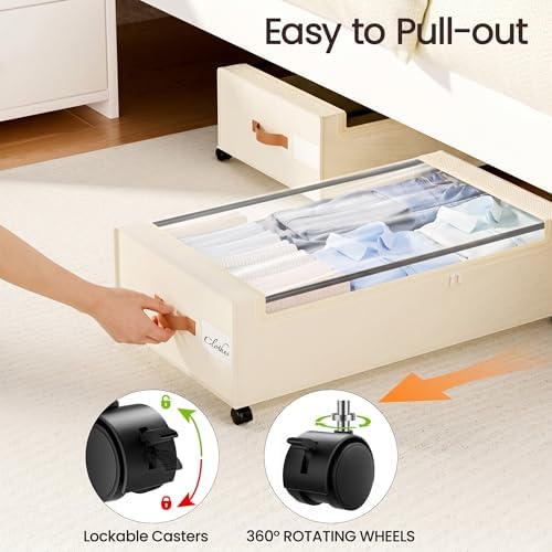 Yecaye 82L Under Bed Storage Containers, Fits 9.4" Under Bed, 2 Pack - Image 5