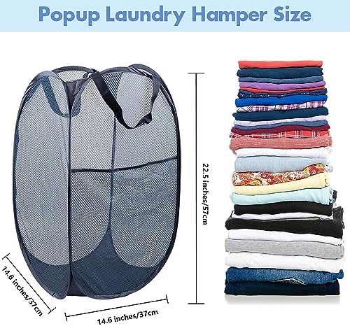 2 Pack Pop Up Laundry Hampers, 70 L Collapsible Foldable Mesh Basket - Image 2