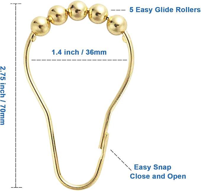 Shower Curtain Hooks Rings, Rustproof Metal Shower Curtain Rings - Image 2
