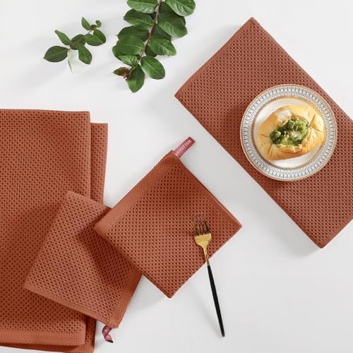 Homaxy 8 Pack 100% Cotton Kitchen Towels and Dishcloths Set - Image 6