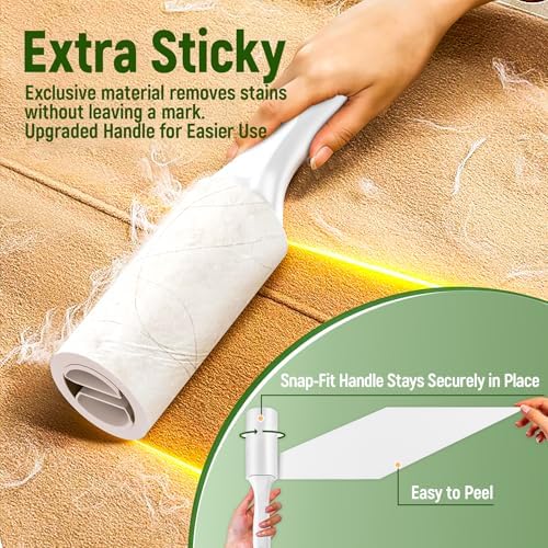 Extra Sticky Lint Roller for Pet Hair, 500 Sheets, 2 Handles - Image 2