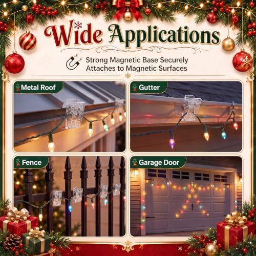 Yalikop 100 Pack Magnetic Christmas Light Clips Bulk Extra Strong Magnetic - Image 6