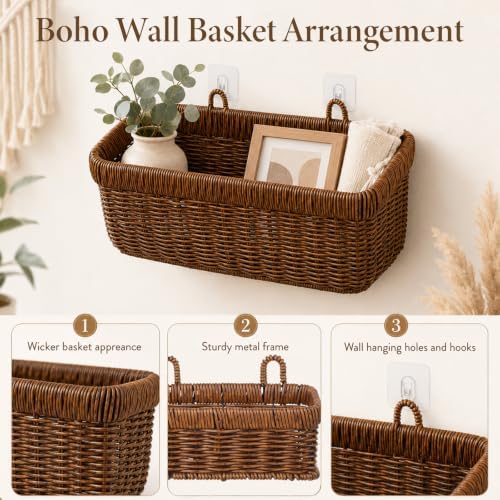 3 Pcs Woven Hanging Wall Baskets - Image 6
