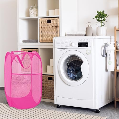 2 Pack Sturdy Mesh Pop up Laundry Hamper Basket - Image 4