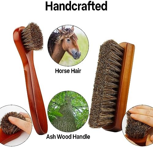 Shoe Brush, Shoe Cleaning Brush, 2 Pieces Horsehair Shoe Brush, Boot Brush - Image 6