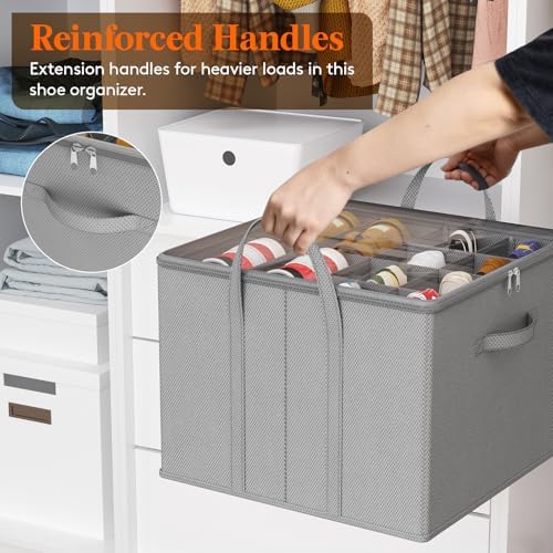 Lifewit Shoe Storage Organizer for Closet, Holder Box, 2 Pack, Light Gray - Image 5