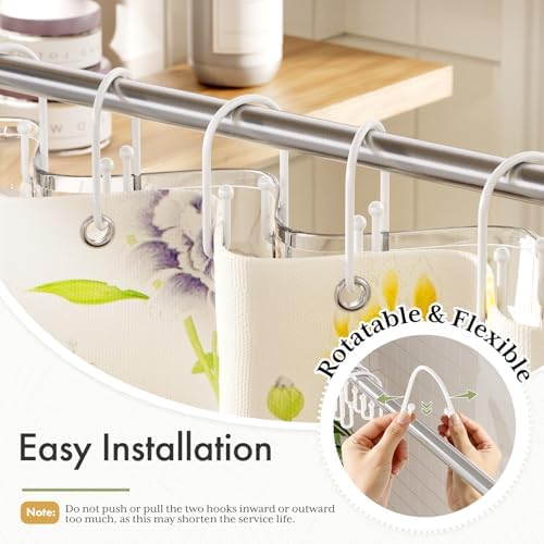 Bathway White Shower Curtain Hooks, Large Double Hook Shower Curtain Hooks Rust - Image 4