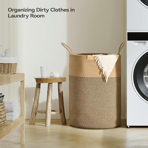 Nunsino Tall Laundry Basket Hamper 95L, Cotton Rope Storage Hamper - Image 3
