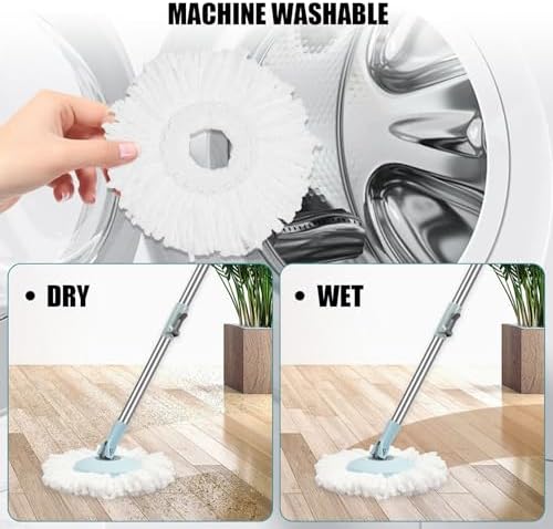 Spin Mop and Bucket with Wringer Set, 360° Spinning Mop Bucket System with 3 - Image 7