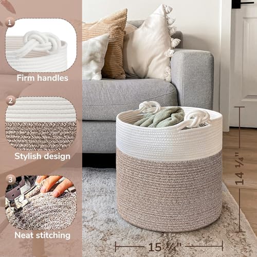 Goodpick Jute Woven Basket for Blankets Clothes Organizing，Cotton Rope - Image 3