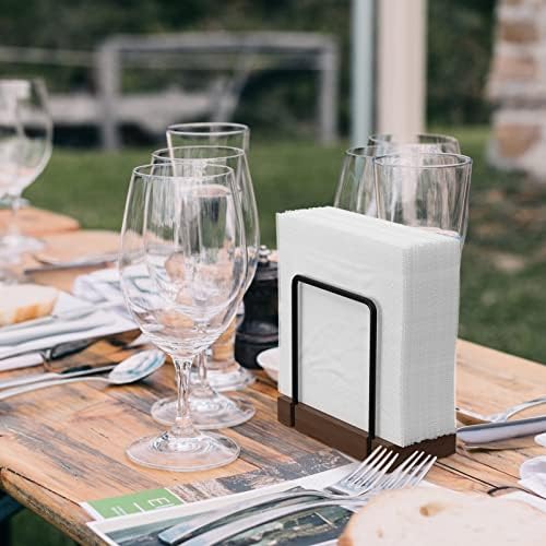 Wican Napkin Holder for Table, Bamboo Iron Standing Napkin Dispenser - Image 4