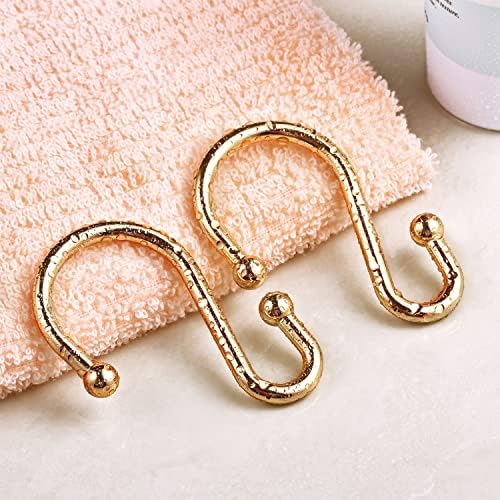 Gold Shower Curtain Rings Hooks, Premium Metal Rust Resistant S Shaped ​Hooks - Image 6
