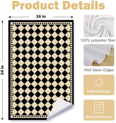 Boho Neutral Checkered Kitchen Towels, Trendy Retro Hand Towels - Image 6