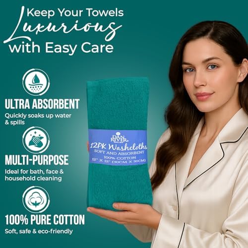 DAN RIVER 12 Pack Cotton Wash Cloths Set - Image 4
