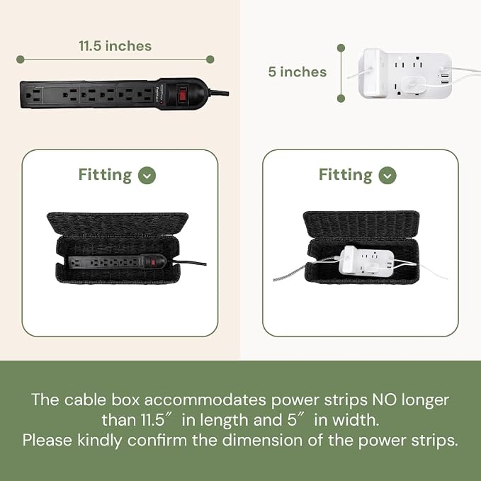 Cable Management Box, Handmade Rattan Cord Organizer - Image 4