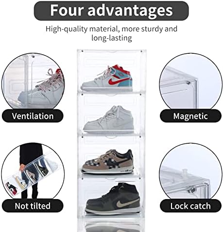 8 PACK XL Shoe Storage Box, Drop Side Sneaker Display Case, Shoe Boxes Clear - Image 6