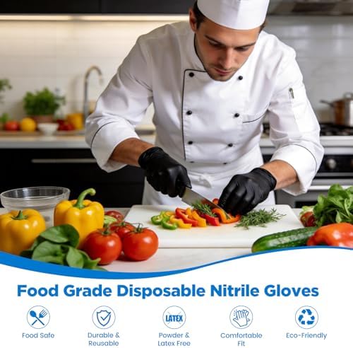 5 Mil 1000Pcs Food Grade Disposable Nitrile Gloves Large - Image 2