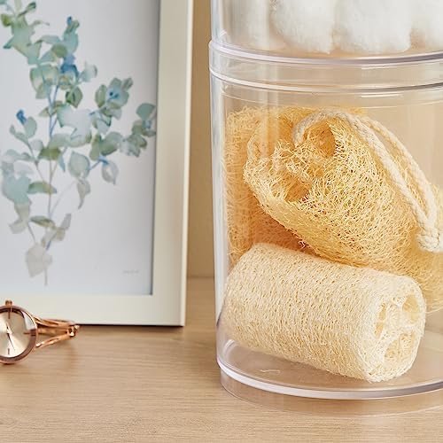 STORi Bella Tall Scrunchie Holder | Stackable Clear Plastic Container Round - Image 6