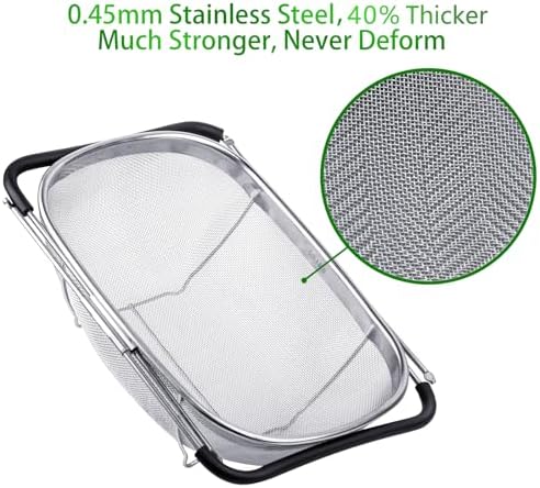 Tiawudi 6-Quart Large Over The Sink Colander, Heavy Duty 40% Thicker 18/8 - Image 4