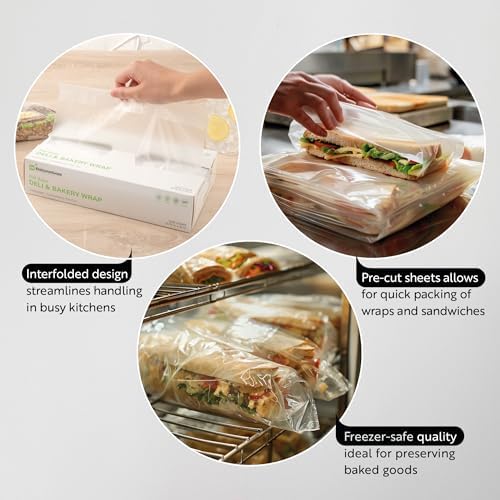 Restaurantware Plastic Food Wraps 1000 Pack of 10.75" x 10" Pre-Cut Clear - Image 3