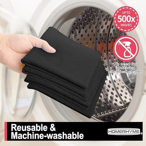 Microfiber Cleaning Cloth, 12 Pack Black Cleaning Rags, Reusable Microfiber - Image 7