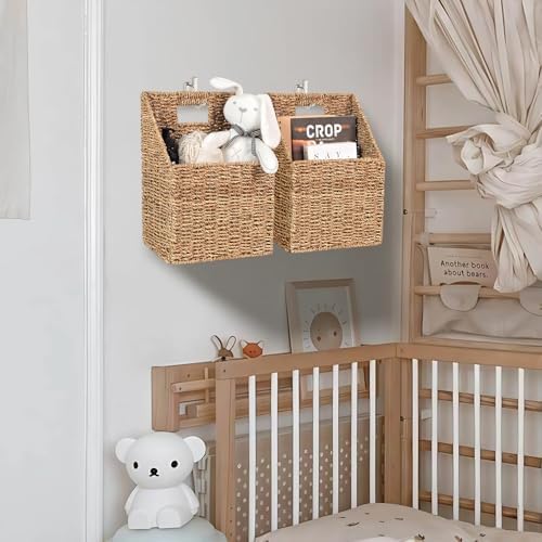 Wicker Hanging Storage Basket, Seagrass Baskets, Wall Decor Wicker Basket - Image 3
