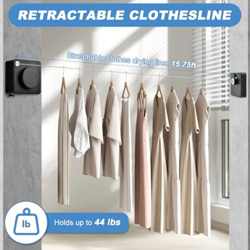 15.7Ft Retractable Clothesline Indoor, Non-Sagging Outdoor Clothesline - Image 5
