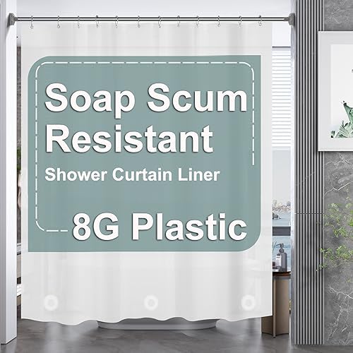 AmazerBath Plastic Shower Curtain 84 Inches Long, 72 x 84 Frosted Weighted by AmazerBath