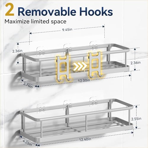 YASONIC Shower Caddy Adhesive, Rustproof Shower Organizer, Large Capacity - Image 6