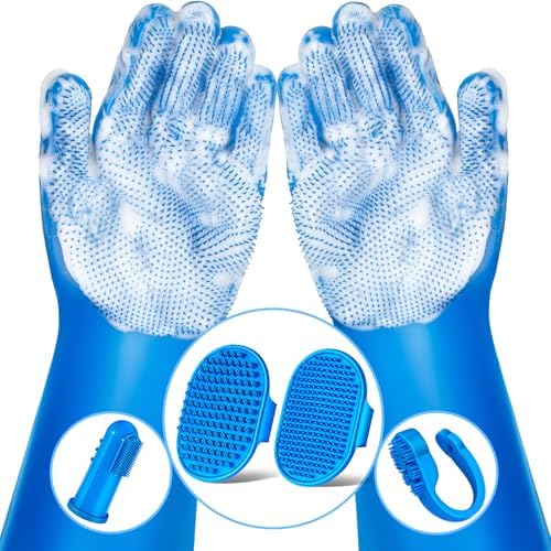 6PCS Grooming & Bath Supplies for Dogs, Cats | Dog Washing Gloves | Dog Bath by Augwind