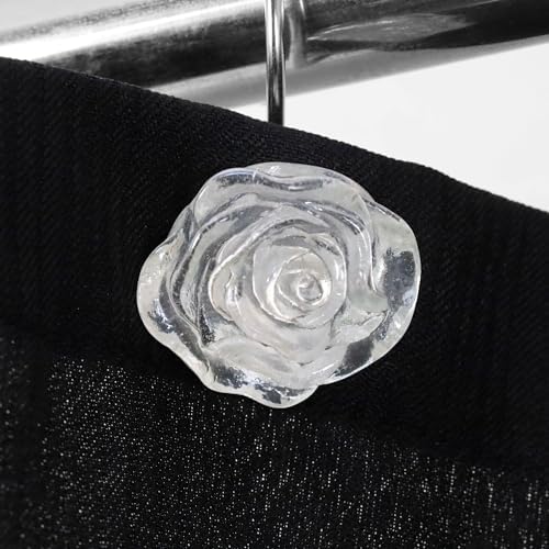 Clear Rose Shower Curtain Hooks: Cute Flower Bathroom Curtain Rings - Image 3