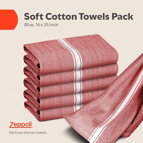 Zeppoli Classic 15 Pack 100% Natural Cotton Kitchen Towel Set, Reusable Wash - Image 2