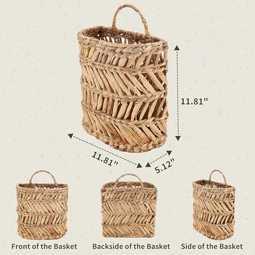 SHCMSADO Wicker Hanging Basket Handmade Woven Hanging Storage Basket Natural - Image 3