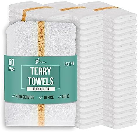 GREEN LIFESTYLE Terry Towels 14" x 17" 60 Pack by GreenLifeStyle