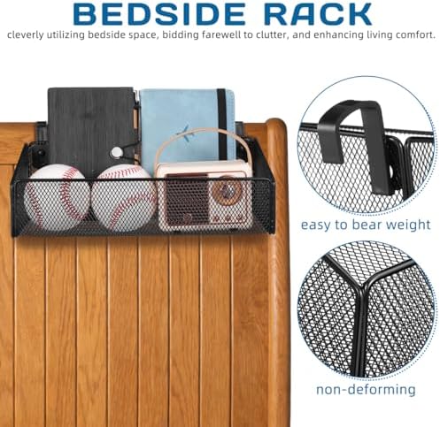 FENICAL Hanging Bedside Caddy Shelf, Bedside Mteal Storage Basket Wall Mount - Image 7