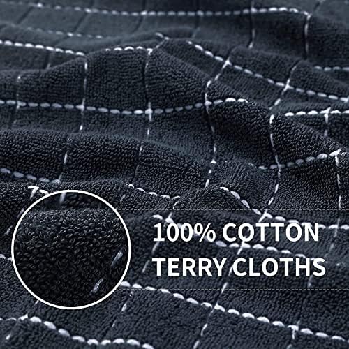 Homaxy 100% Cotton Terry Kitchen Towels, 4 Pack, Dark Grey - Image 2