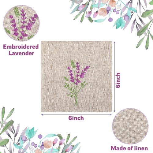 SATINIOR 6 Pack 6x6 Inch Embroidered Lavender Sachet Bags Sachet Empty Bags - Image 2