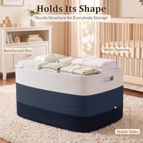 OIAHOMY 108L Extra Large Blanket Basket Dog Toy Basket Gradient Blue - Image 4