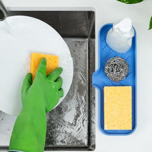 Zulay Kitchen Large Silicone Sponge Holder – Flexible Sink Organizer Tray - Image 3